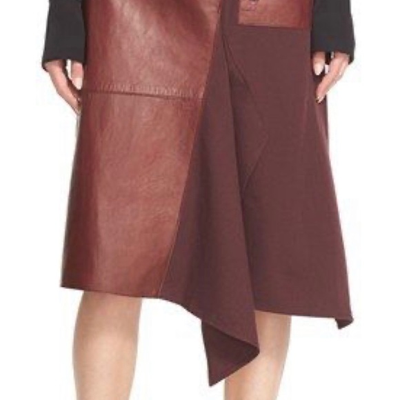 3.1 Phillip Lim Leather-Wool Flight Detail Skirt, Crimson sz 8 - Picture 3 of 16